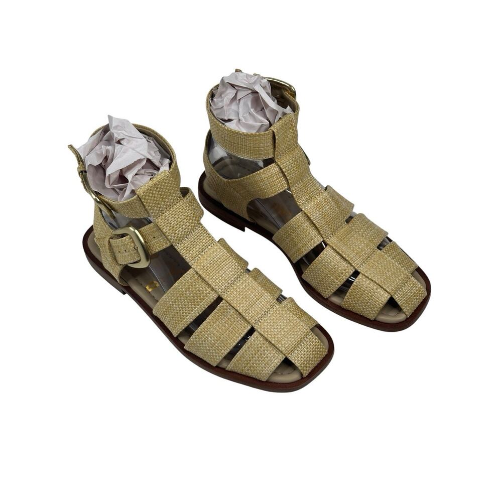 Sam Edelman Dawn Bleached Beechwood Weave Fisherman Sandals Womens 7.5M New $140